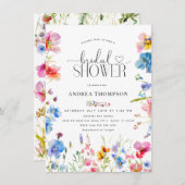ガーデンワイルドフラワータイポグラフィブライダルシャワー 招待状 (正面/裏面)