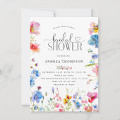 ガーデンワイルドフラワータイポグラフィブライダルシャワー 招待状 (正面)