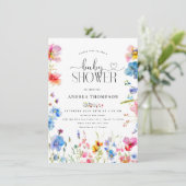 ガーデンワイルドフラワータイポグラフィベビーシャワー 招待状 (スタンド正面)