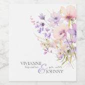 ガーデンワイルドフラワーパープルラベンダーパープル結婚ズ ワインラベル (シングルラベル)