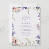 ガーデンワイルドフラワーパープル結婚式招待状 招待状 (正面)