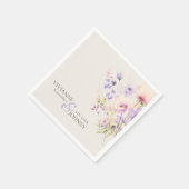 ガーデンワイルドフラワーベージュラベンダーパープル結婚ズ スタンダードカクテルナプキン (角)