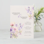 ガーデンワイルドフラワーラベンダーベージュ結婚ズ 招待状 (スタンド正面)