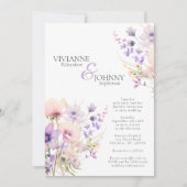 ガーデンワイルドフラワーラベンダー結婚のQRコード 招待状 (正面)