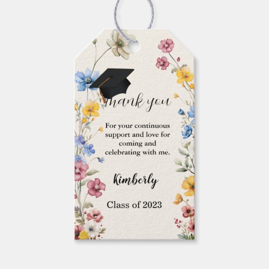 ガーデンワイルドフラワー感謝していユー卒業パーティギフト ギフトタグ (正面)