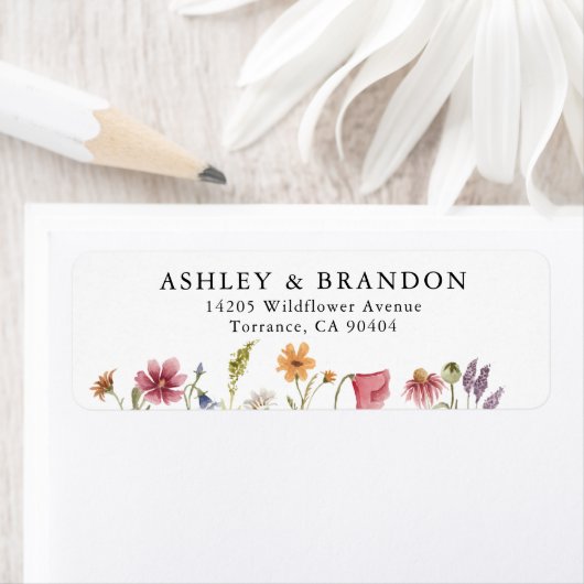 ガーデンワイルドフラワー結婚ズ差出人住所ラベル ラベル (インサイチュ)