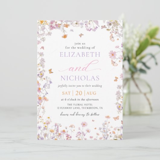 ガーデンワイルドフラワー結婚式招待状 招待状 (スタンド正面)