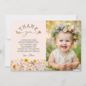 ガーデンワイルドフラワー1st誕生日サンキューカード 招待状 (正面)