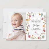 ガーデンワイルドフラワー1st誕生日サンキューカード 招待状 (正面)