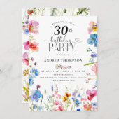 ガーデンワイルドフラワー30th誕生日招待状 招待状 (正面/裏面)