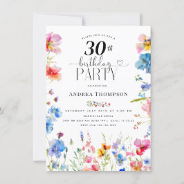 ガーデンワイルドフラワー30th誕生日招待状 招待状