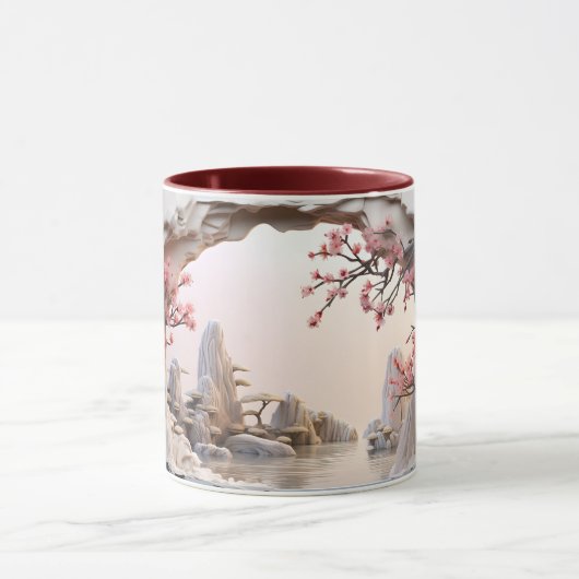 ガーデン中国の&さくらんぼブロッサムセラミックコーヒーマグ マグカップ (中央)