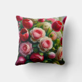 「ガーデン交響楽団：バラとチューリップの雨滴」 クッション (裏面)