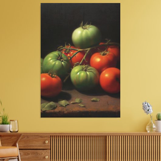 ガーデン交響楽団:赤と緑のトマトオイル絵画 キャンバスプリント (インサイチュ (リビング))
