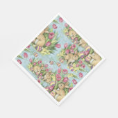 ガーデン内のイースターバンニーWチューリップ2 Size スタンダードランチョンナプキン (角)
