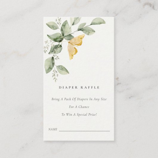 ガーデン動物蝶おむつラッフルベビーシャワー エンクロージャーカード (正面)