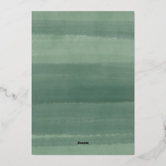 ガーデン地中海のグリーンボタニカルブライダルシャワー 箔招待状 (裏面)