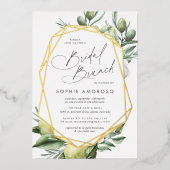 ガーデン地中海のグリーンボタニカルブライダルブランチ 箔招待状 (正面)