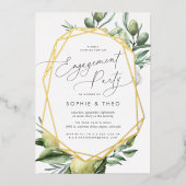 ガーデン地中海のボタニカル婚約パーティ 箔招待状 (正面)