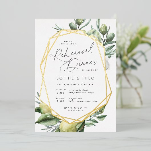 ガーデン地中海のリハーサルディナー 箔招待状 (立ち正面)