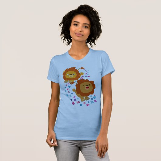 ガーデン女子Tシャツの可愛い漫画のライオン Tシャツ (正面フル)