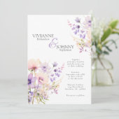 ガーデン威厳のあるワイルドフラワーラベンダー結婚ズ 招待状 (スタンド正面)