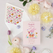 ガーデン子供の誕生日の水色ピンクのバンニー