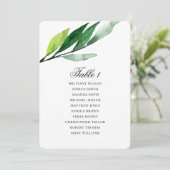 ガーデン席配置図。グリーンの葉のウェディングプラン 招待状 (スタンド正面)