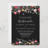 ガーデン数々のカラーのワイルドフラワーヌエストラ結婚ボダ 招待状 (正面)