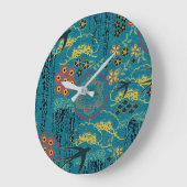 ガーデン日本のインティール（緑がかった色） ラージ壁時計 (傾斜)