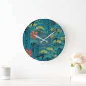 ガーデン日本のインティール（緑がかった色） ラージ壁時計 (ホーム)