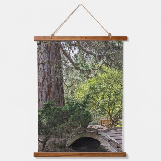 ガーデン日本のウッドアーチフットブリッジ 吊り下げ型タペストリー (正面)