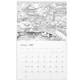 ガーデン日本のカラー自分で カレンダー (1月 2027)