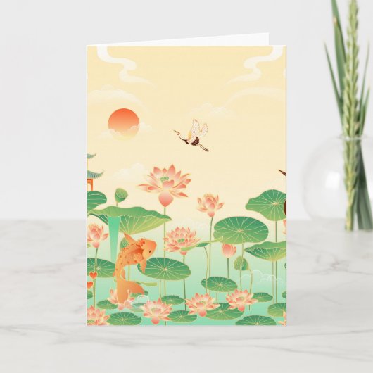 ガーデン日本のコイ池と《植物》スイレンアート カード (正面)
