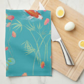 ガーデン日本のコイ池ティール(緑がかった色)キッチンタオル キッチンタオル (四つ折り)