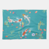 ガーデン日本のコイ池ティール(緑がかった色)キッチンタオル キッチンタオル (横)