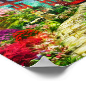 ガーデン日本のパゴダ桜と滝 ポスター (角)