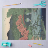 ガーデン日本のヴィンテージレイクwブリッジコーラルブルー 薄葉紙 (クラフト)