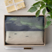 ガーデン日本のヴィンテージレイクwブリッジブルーnコーラル 薄葉紙 (ギフト)