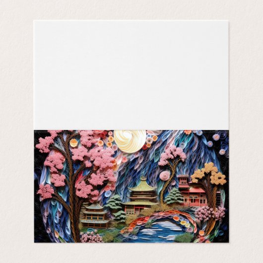 ガーデン日本の3Dエフェクトの背景 名刺 (外部フラット)