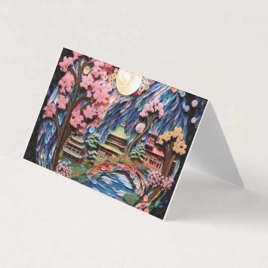 ガーデン日本の3Dエフェクトの背景 名刺 (正面)