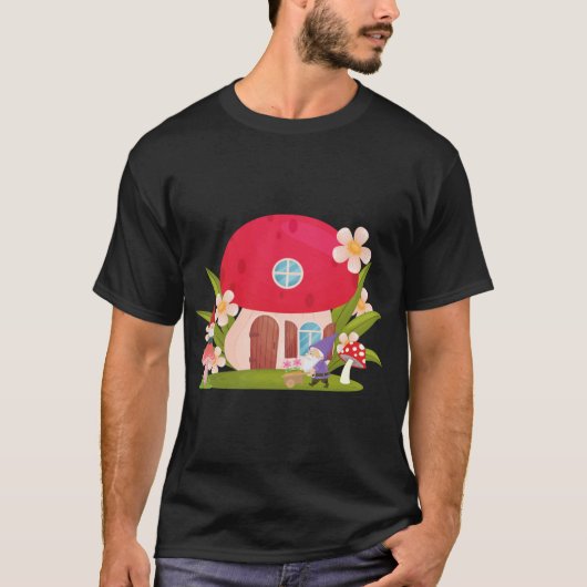 ガーデン格言とマッシュルームハウス Tシャツ (正面)