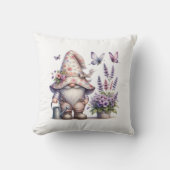 ガーデン格言パープルピンクフラワーラベンダーバタフライ クッション (正面)