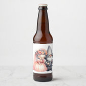 ガーデン格言新郎新婦フェアリータ素朴レ結婚ーズ ビールラベル (正面)