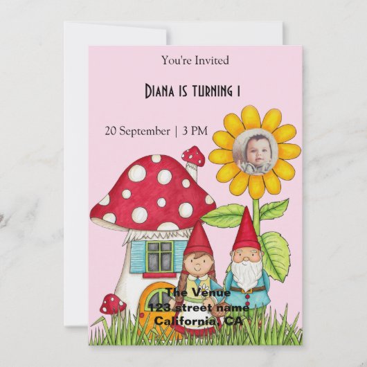 ガーデン格言誕生日招待状 招待状 (正面)