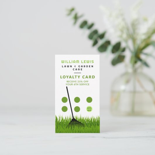 ガーデン気にロンモダングラスレーキロイヤリティ 名刺 (スタンド正面)