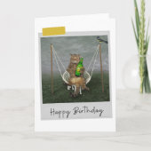 ガーデン猫の誕生日カードに入ったおもしろいビール カード (正面)