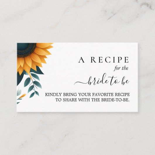 ガーデン素朴グリーンリーサンフラワーブライダルシャワー エンクロージャーカード (正面)