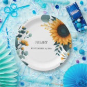 ガーデン素朴グリーンリーサンフラワーブライダルシャワー ペーパープレート (パーティー)