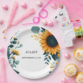 ガーデン素朴グリーンリーサンフラワーブライダルシャワー ペーパープレート (パーティー)